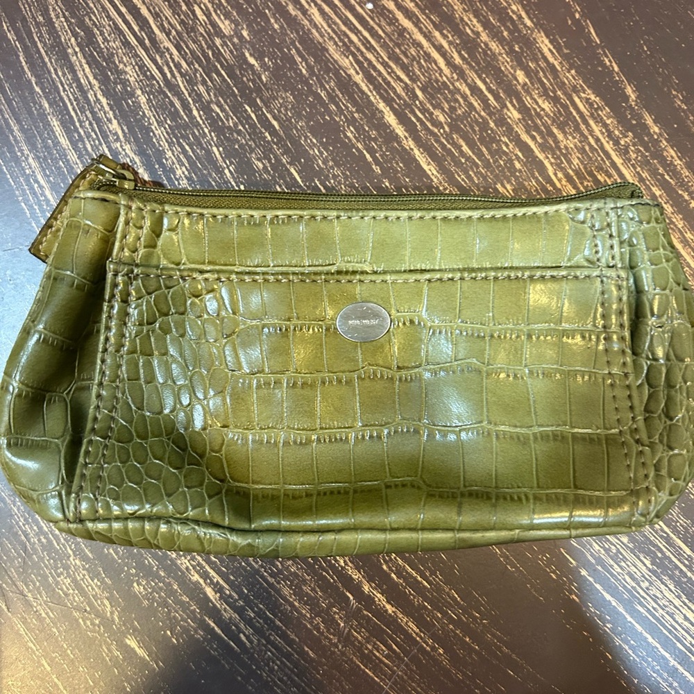 Nine West Green Crocodile-Embossed Clutch